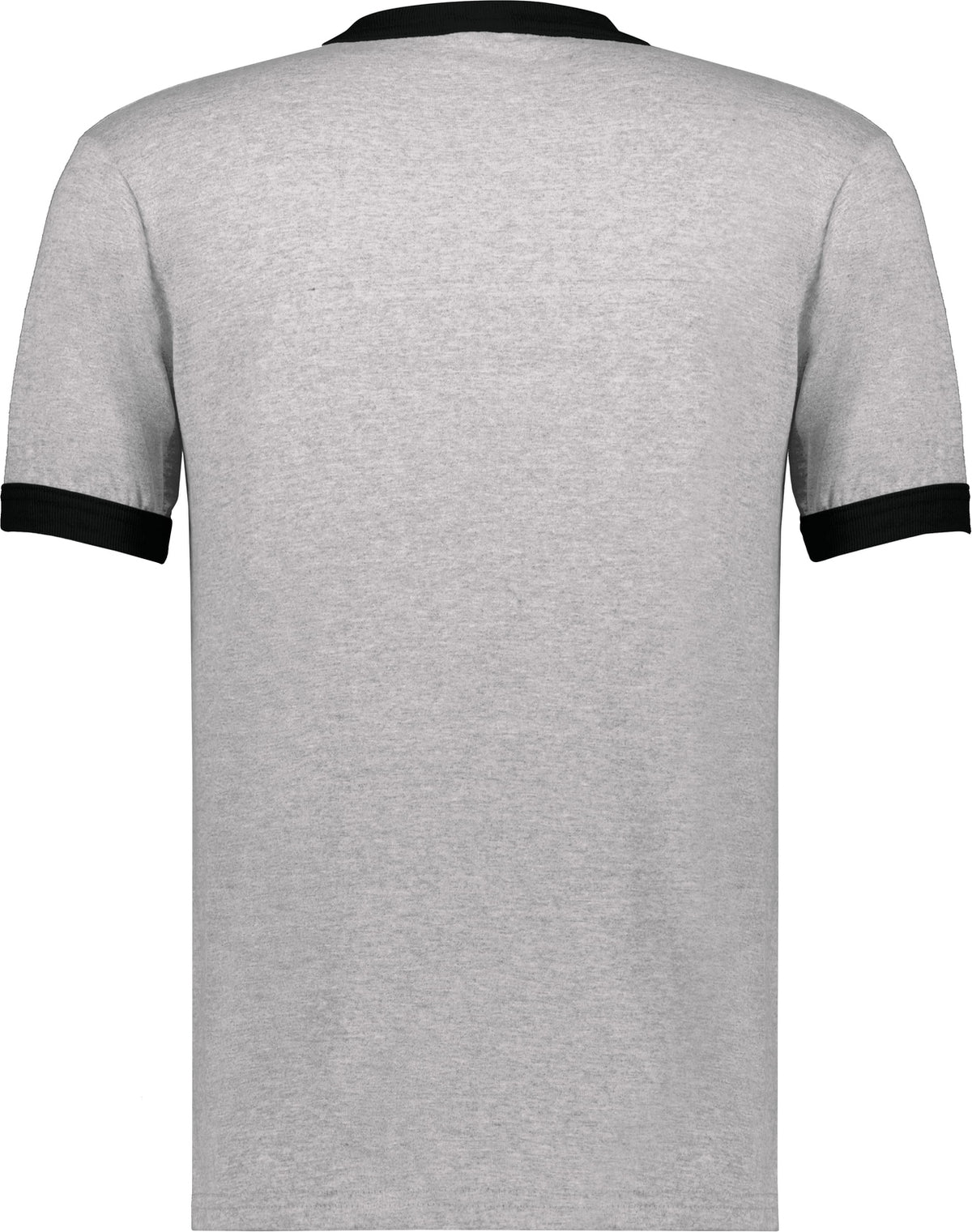 Rear View of ATHLETIC HEATHER/BLACK ADULT RINGER T-SHIRT