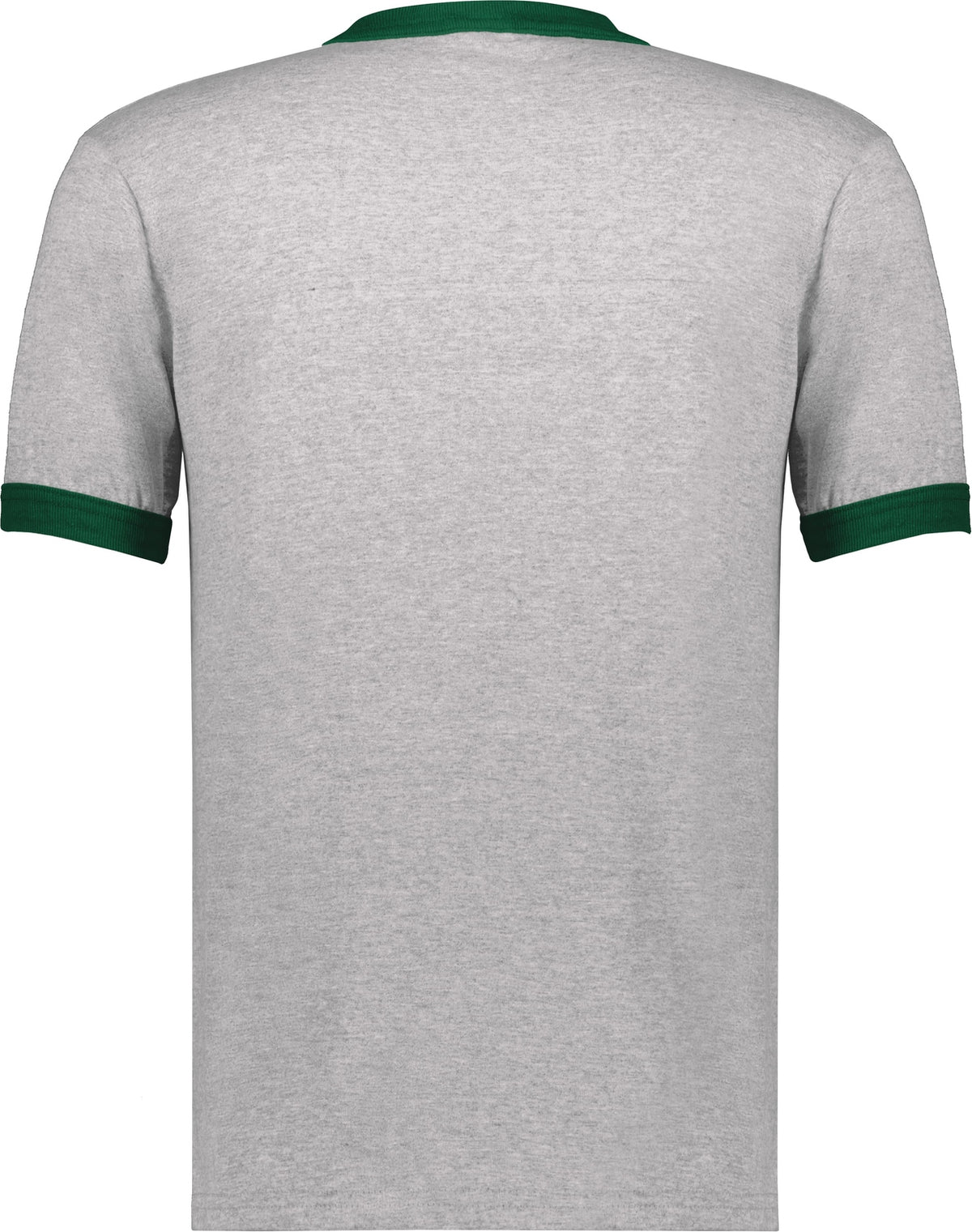 Rear View of ATHLETIC HEATHER/DARK GREEN ADULT RINGER T-SHIRT