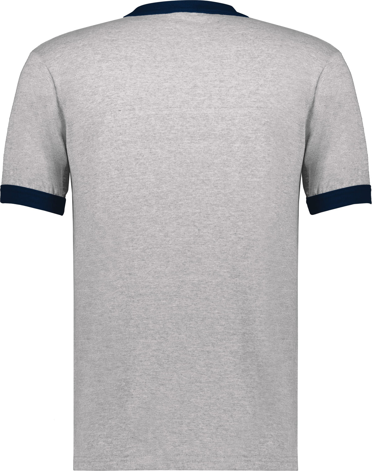 Rear View of ATHLETIC HEATHER/NAVY YOUTH RINGER T-SHIRT