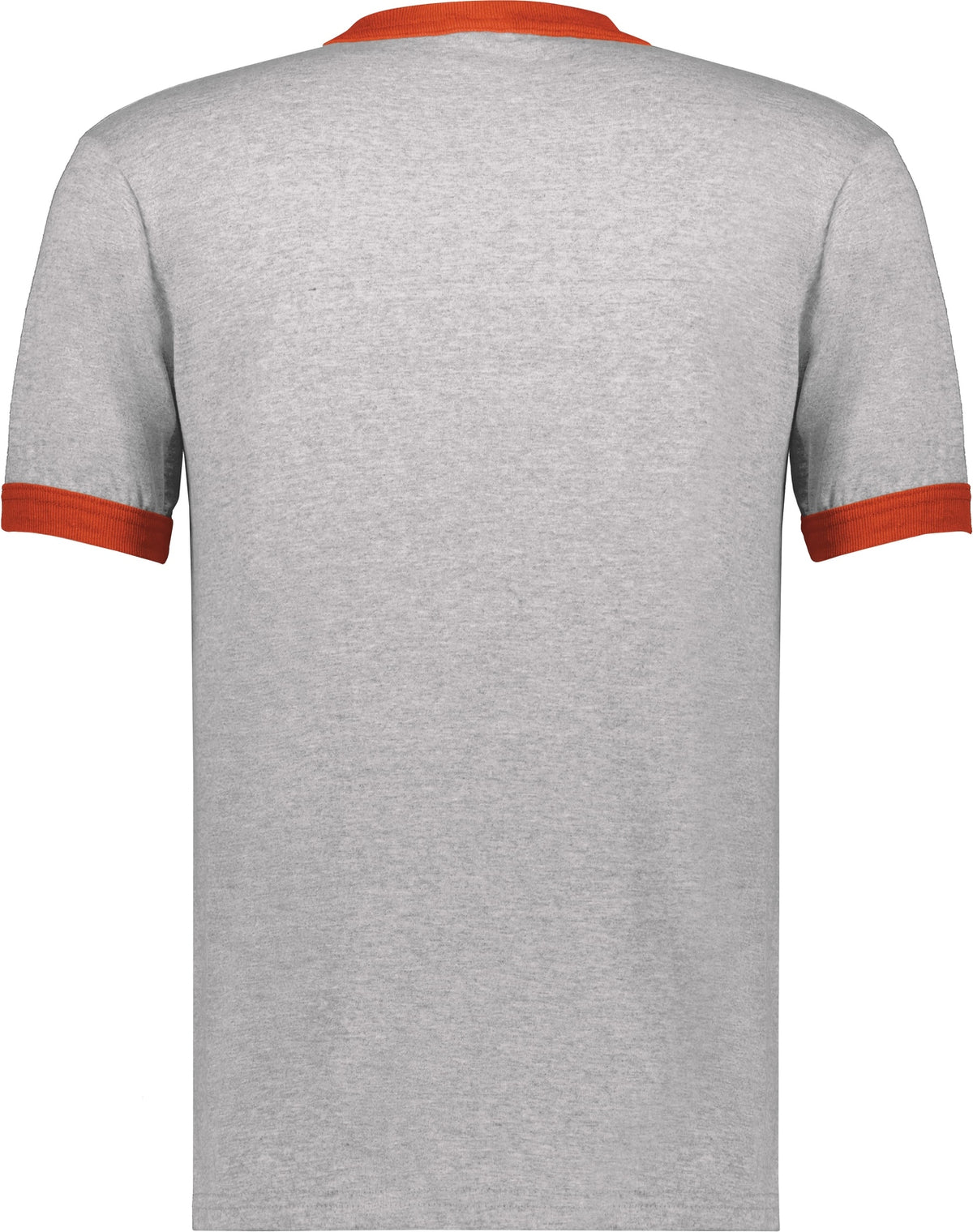 Rear View of ATHLETIC HEATHER/ORANGE ADULT RINGER T-SHIRT