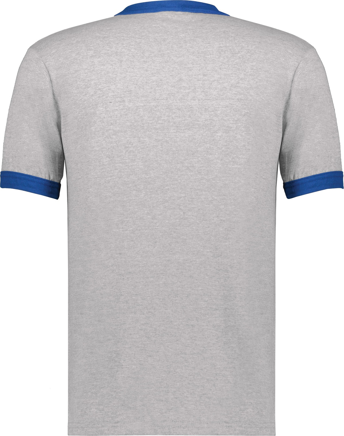 Rear View of ATHLETIC HEATHER/ROYAL ADULT RINGER T-SHIRT