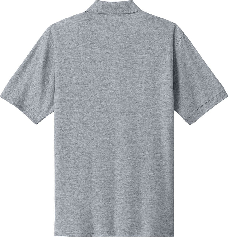 Front View of Athletic Hthr Port & Co Core Blend Pique Polo. KP155