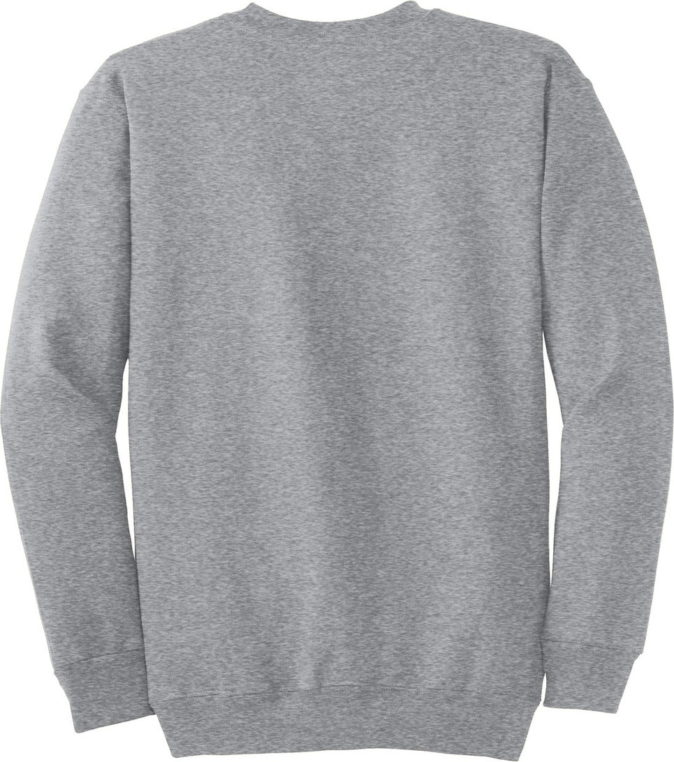 Front View of Athletic Hthr Port & Co Essential Fleece Crewneck Sweatshirt. PC90
