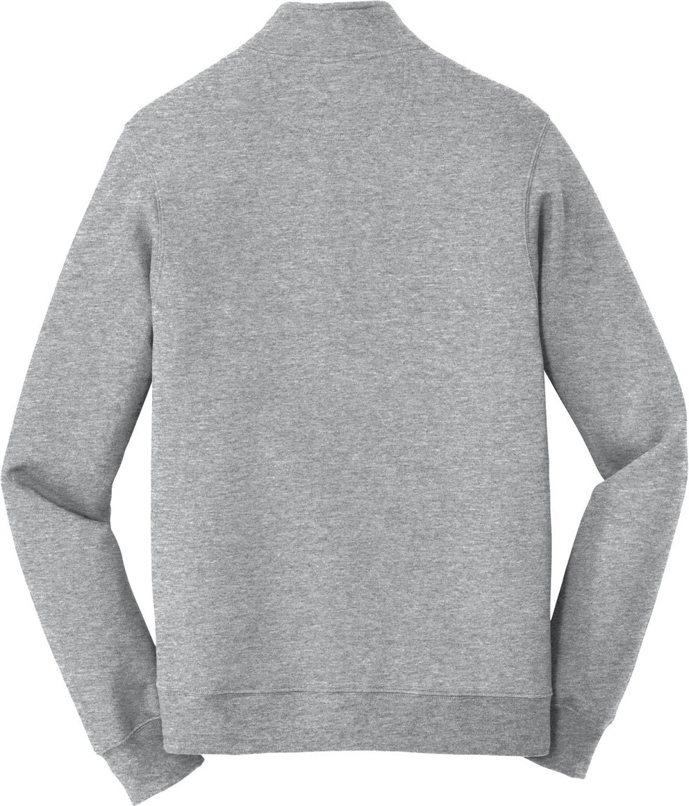 Front View of Athletic Hthr Port & Co Fan Favorite Fleece 1/4-Zip Pullover Sweatshirt. PC850Q