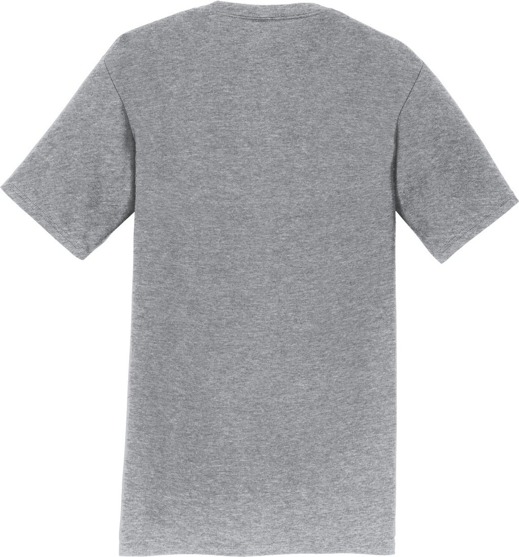 Rear View of Athletic Hthr Port & Co Fan Favorite Tee. PC450