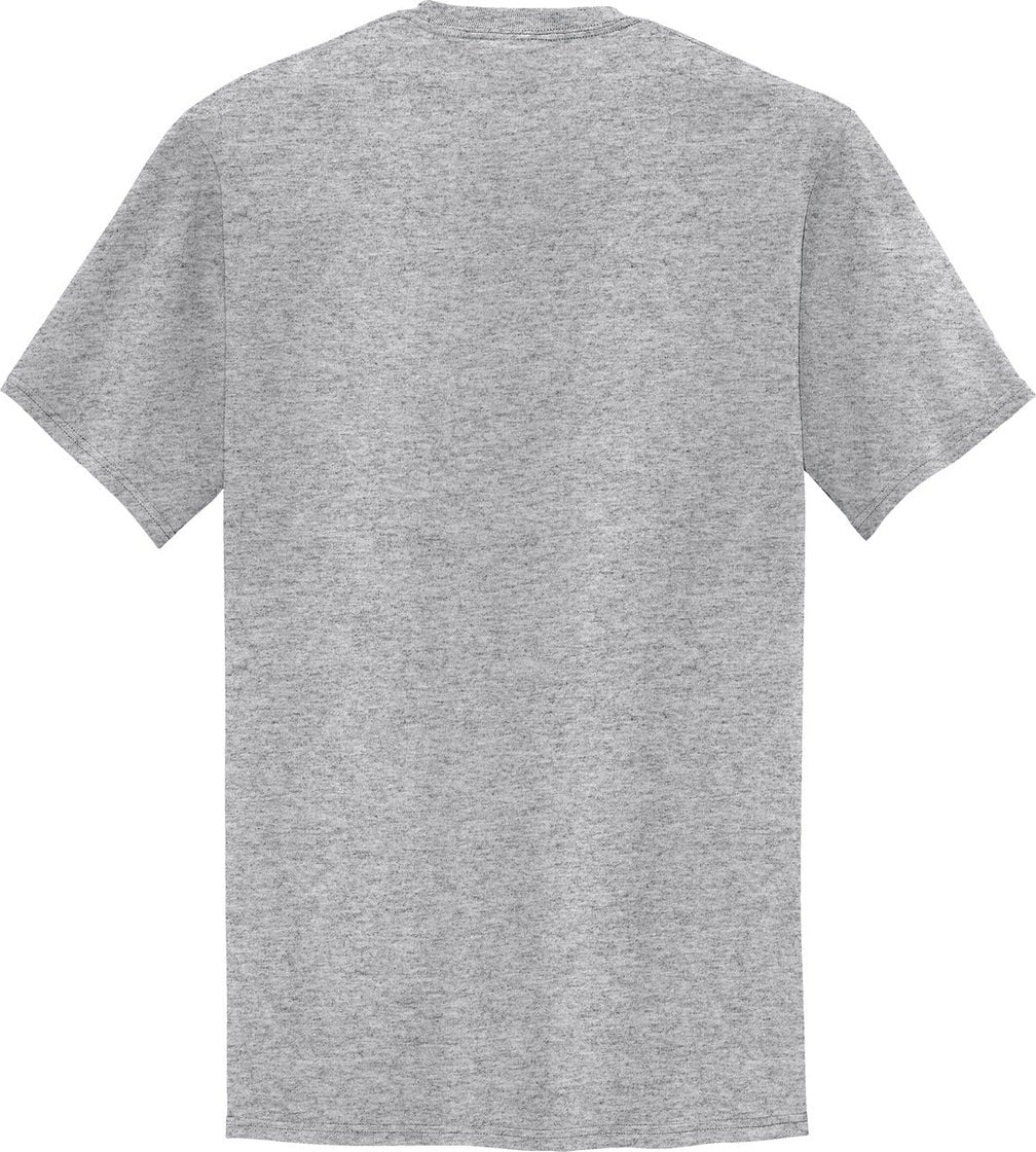 Front View of Athletic Hthr Port & Co Tall Core Blend Pocket Tee. PC55PT