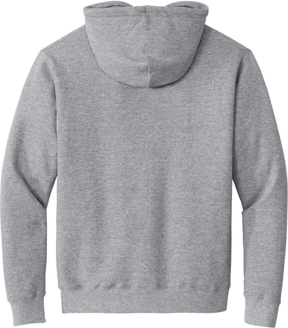 Rear View of Athletic Hthr Port & Co Tall Essential Fleece Pullover Hooded Sweatshirt. PC90HT