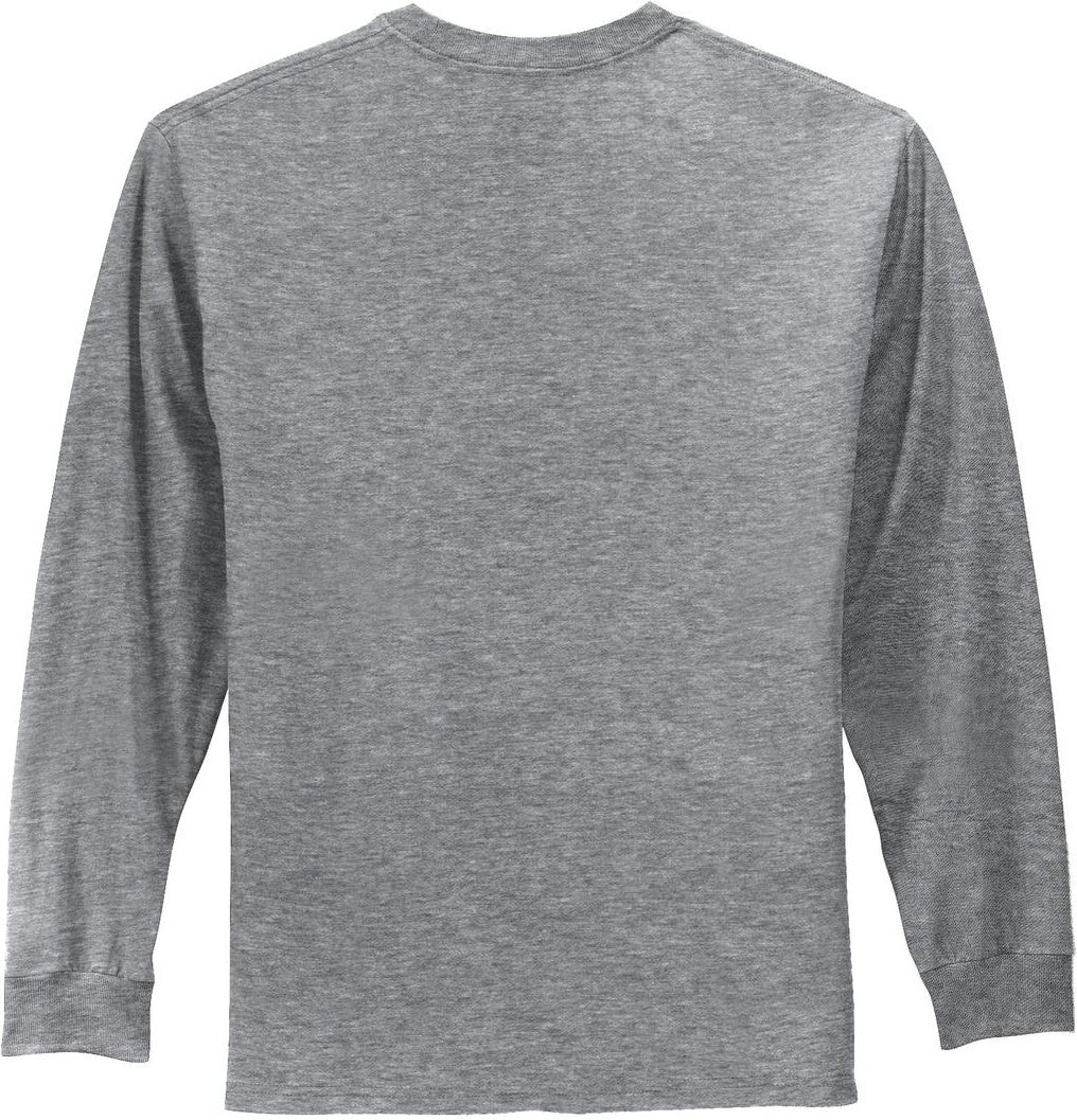 Front View of Athletic Hthr Port & Co Tall Long Sleeve Essential Tee. PC61LST