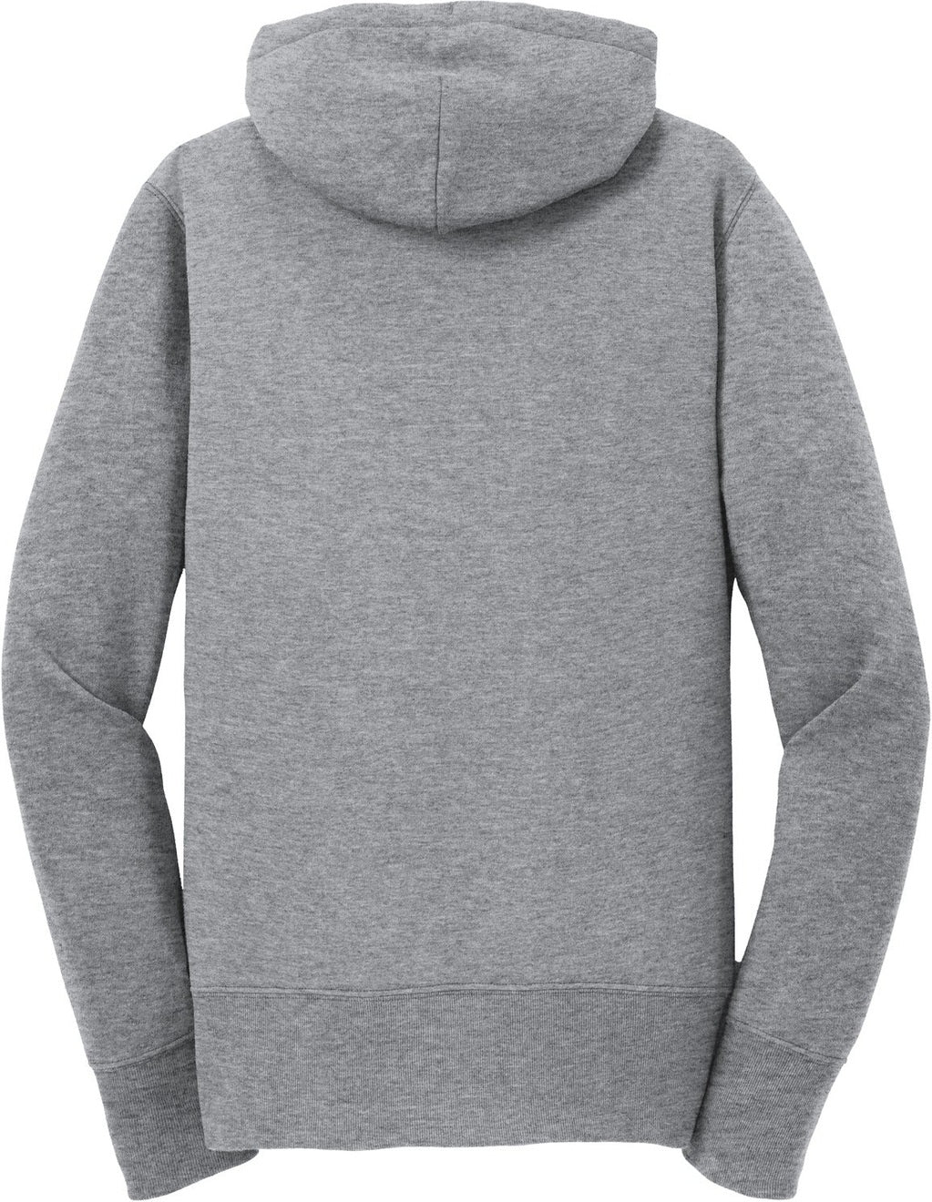 Front View of Athletic Hthr Port & Co Women's Core Fleece Full-Zip Hooded Sweatshirt. LPC78ZH