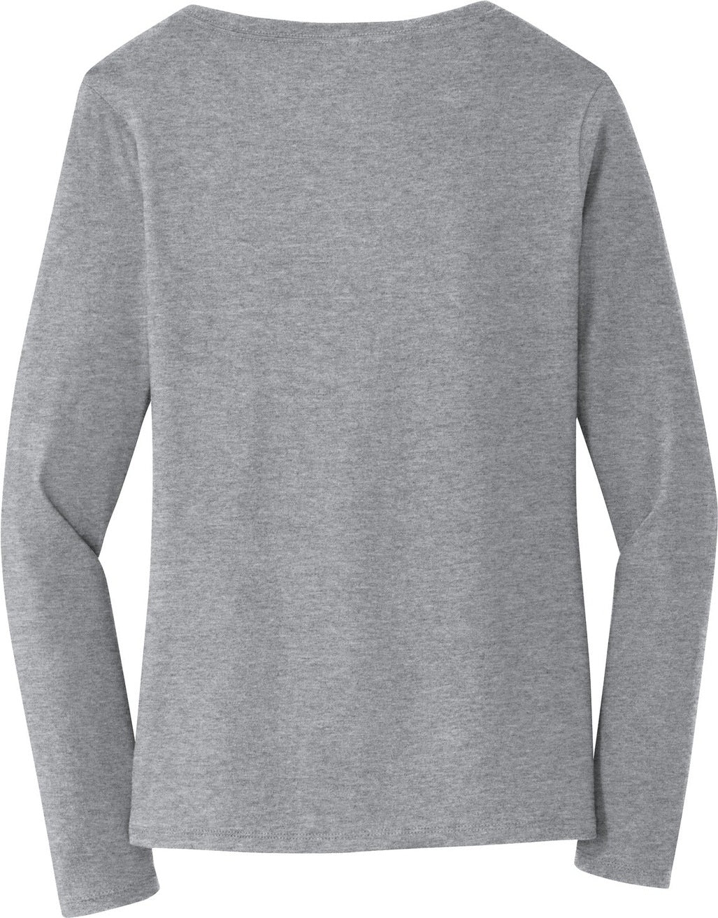 Front View of Athletic Hthr Port & Co Women's Long Sleeve Fan Favorite V-Neck Tee. LPC450VLS
