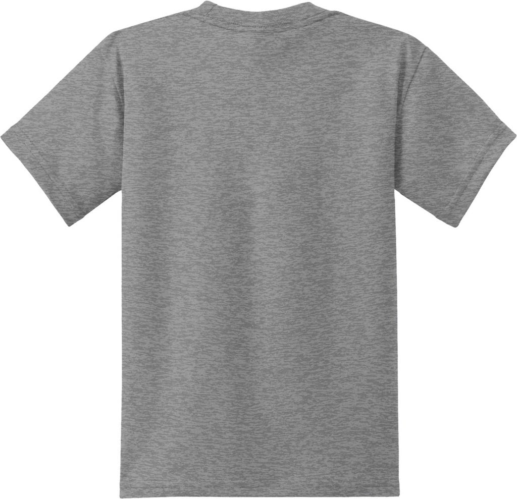 Rear View of Athletic Hthr Port & Co Youth Core Blend Tee. PC55Y