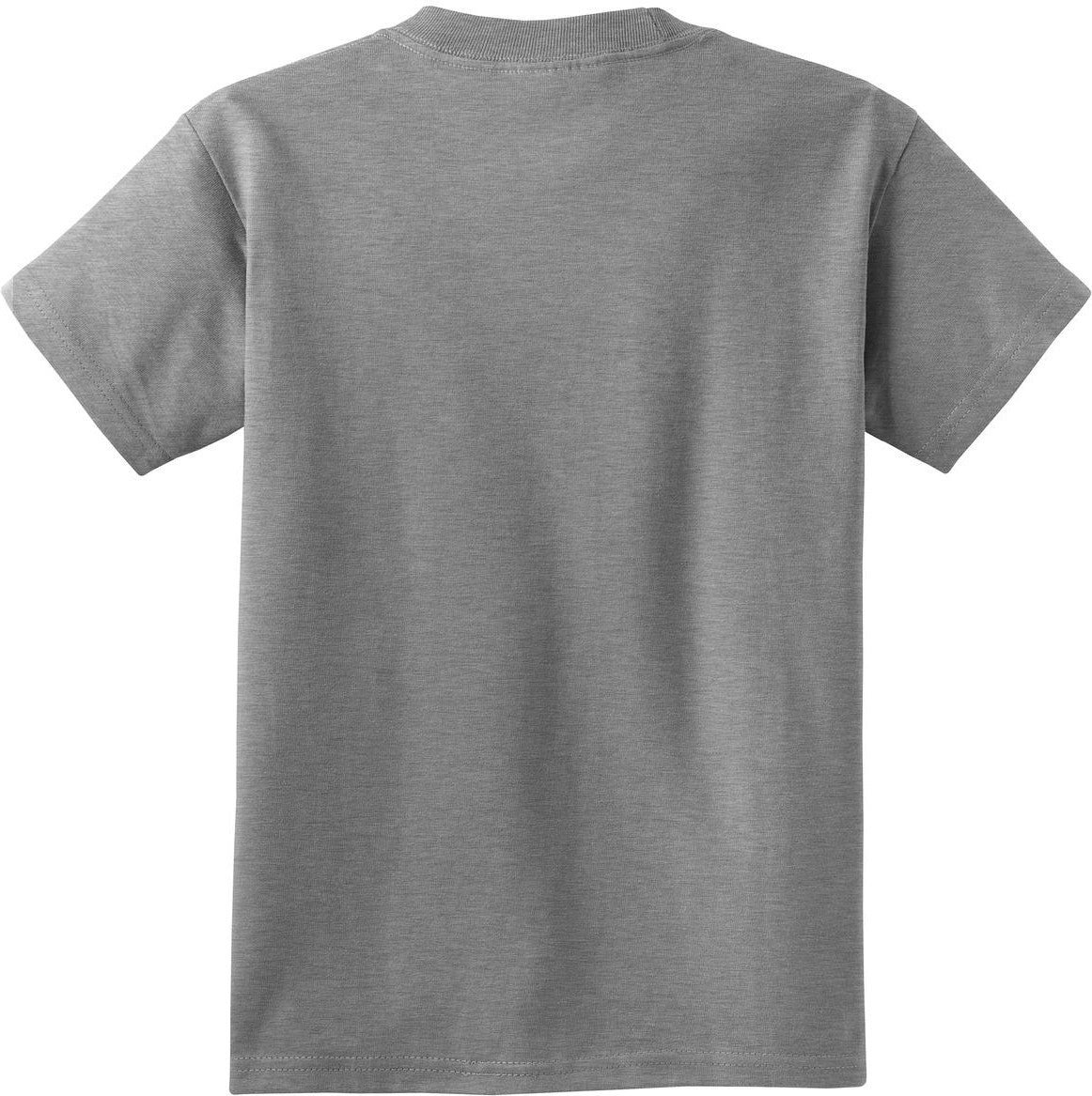 Rear View of Athletic Hthr Port & Co Youth Essential Tee. PC61Y