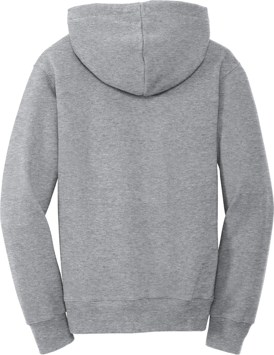 Front View of Athletic Hthr Port & Co Youth Fan Favorite Fleece Pullover Hooded Sweatshirt. PC850YH