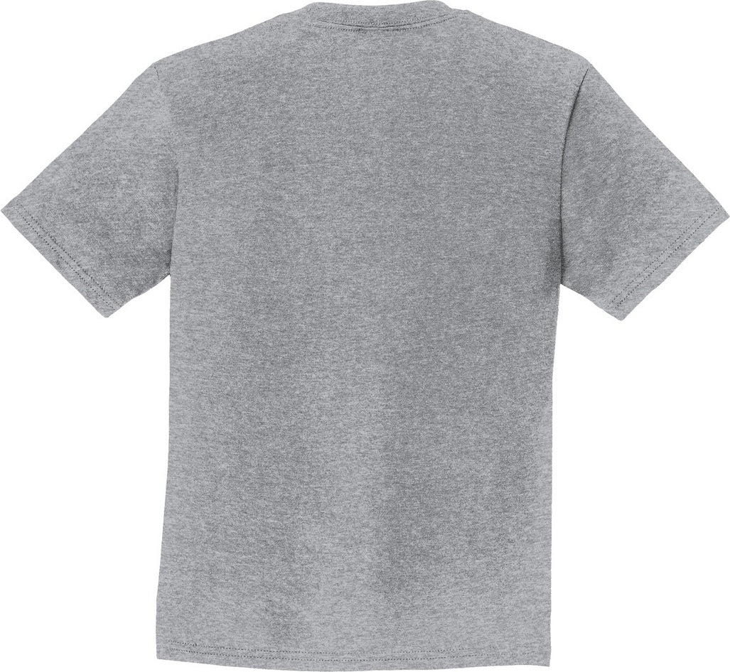 Front View of Athletic Hthr Port & Co Youth Fan Favorite Tee. PC450Y