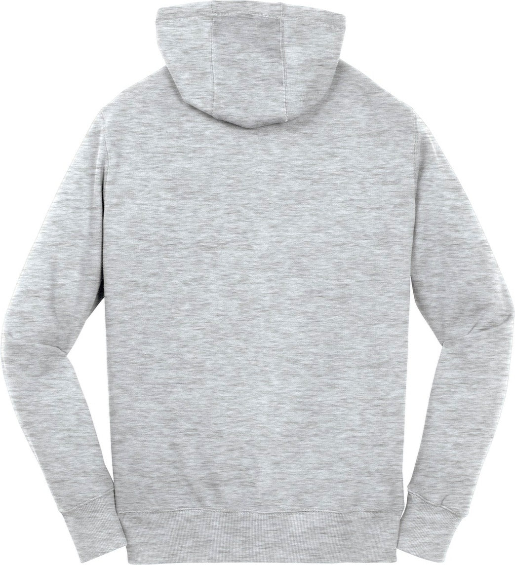 Front View of Athletic Hthr Sport-Tek Full-Zip Hooded Sweatshirt. ST258