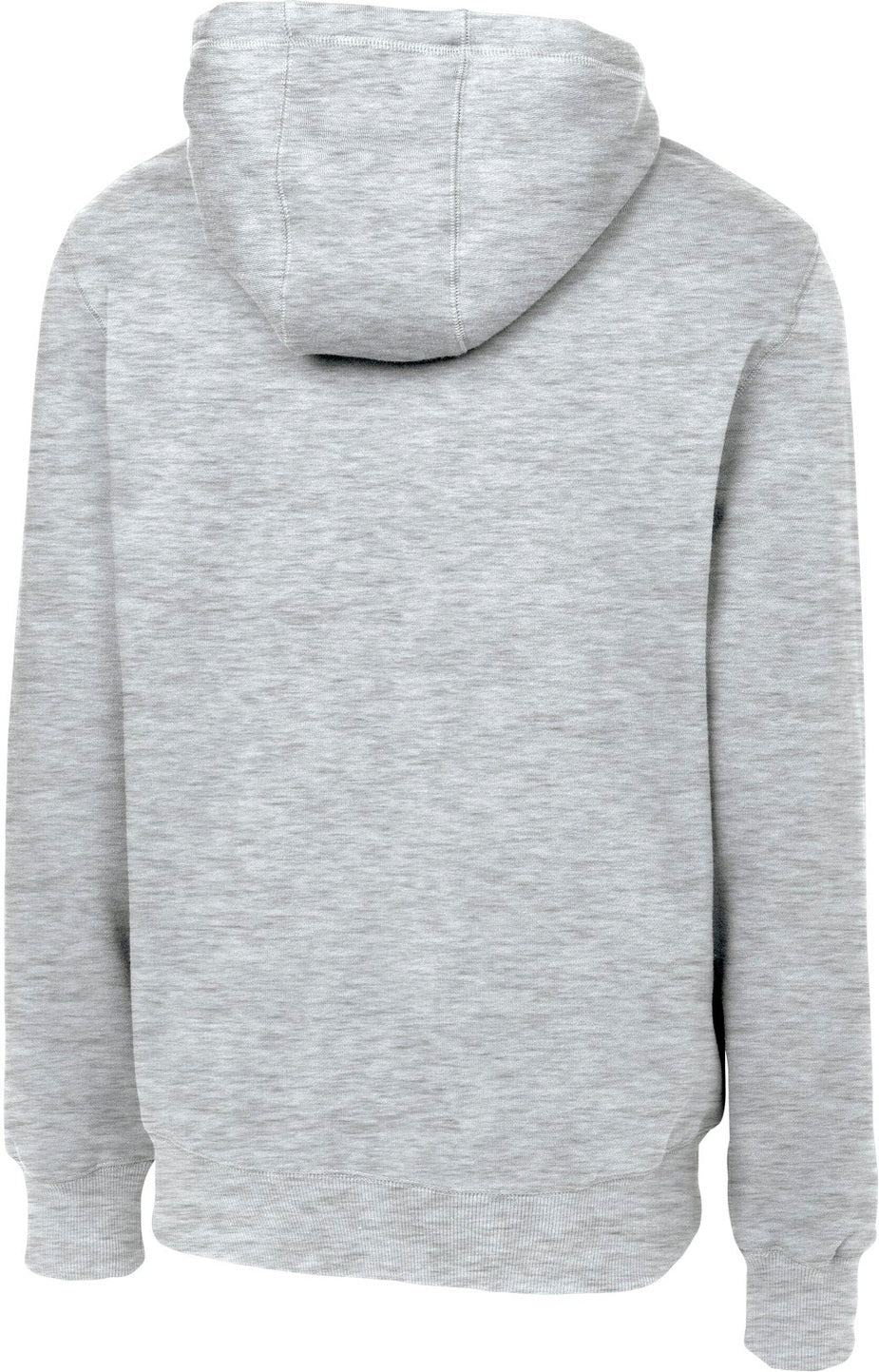 Rear View of Athletic Hthr Sport-Tek Full-Zip Hooded Sweatshirt. ST258