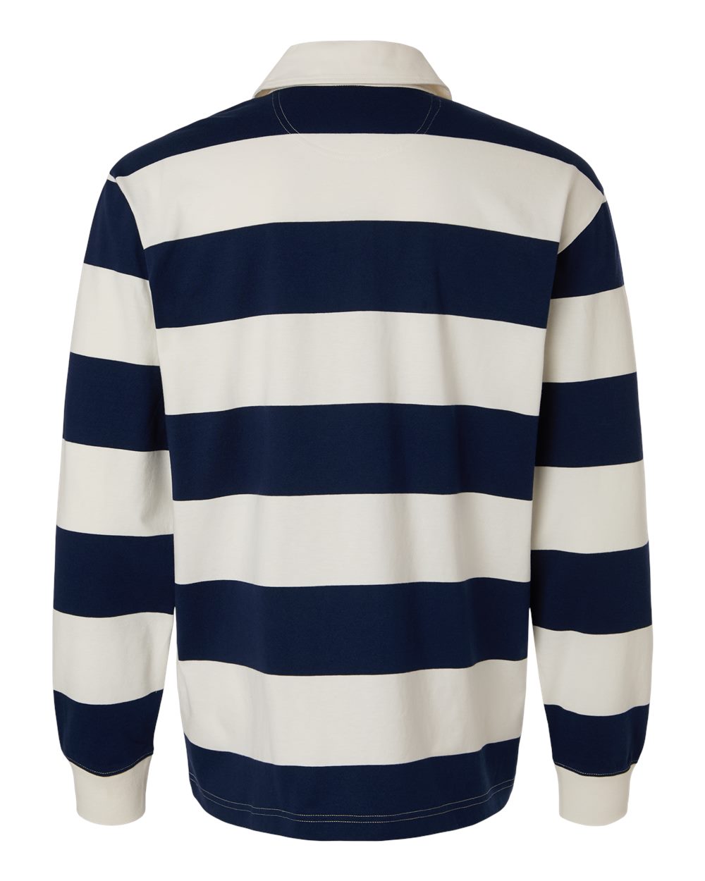 Rear View of Athletic Navy/ Cream Unisex Rugby Polo - CHR001