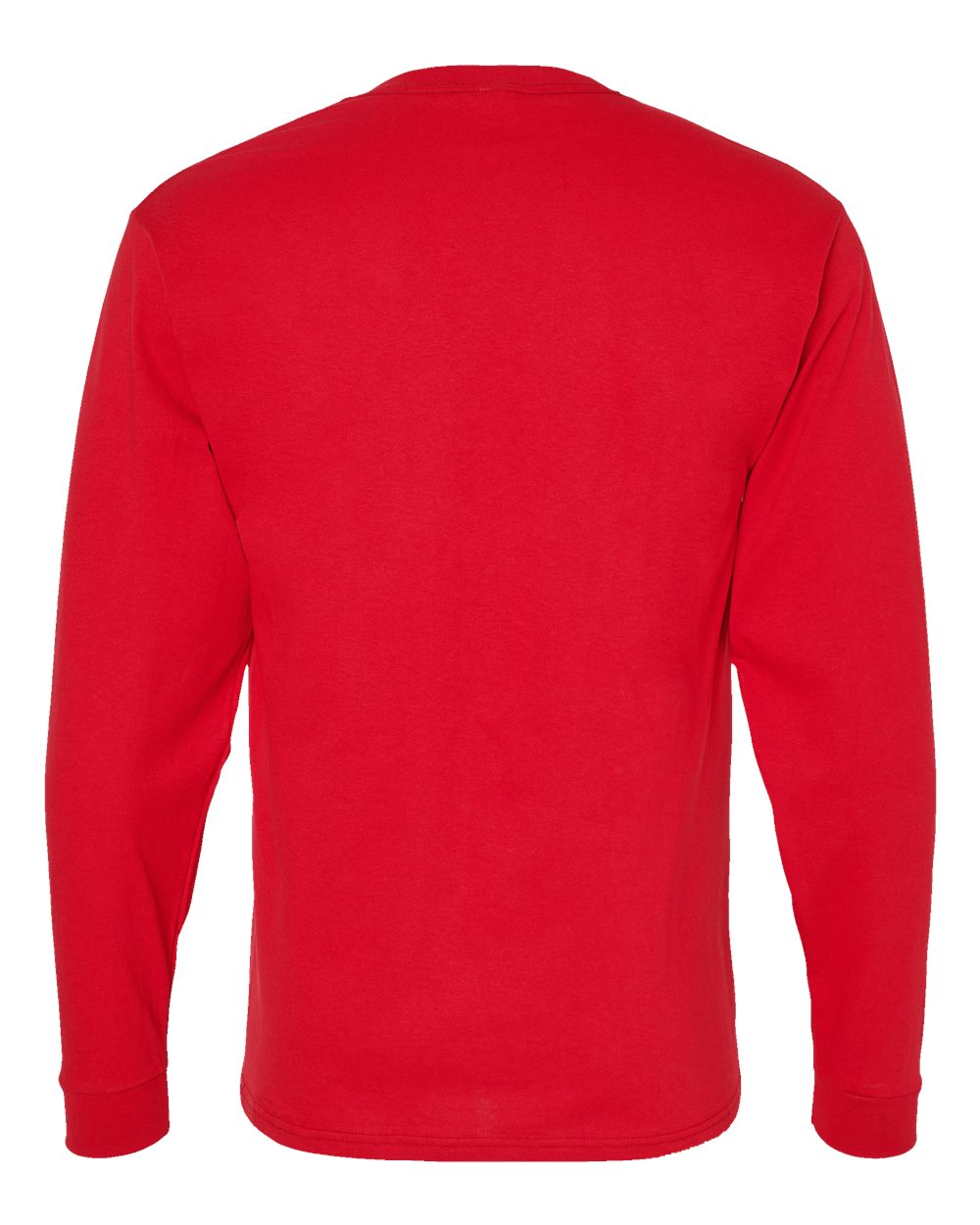 Front View of Athletic Red Essential-T Long Sleeve T-Shirt - 5286