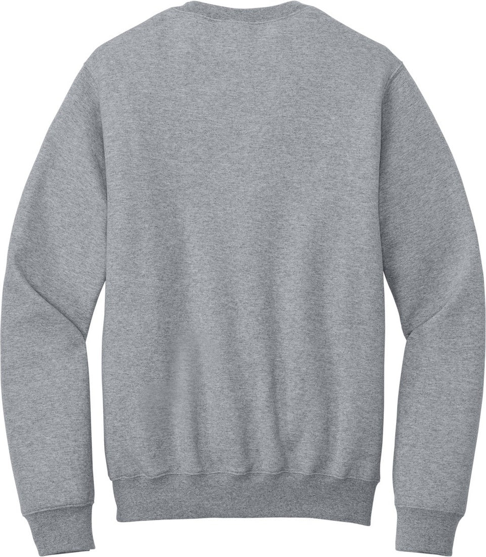 Front View of AthlHthr Port & Co Core Fleece Crewneck Pocket Sweatshirt PC78PKT