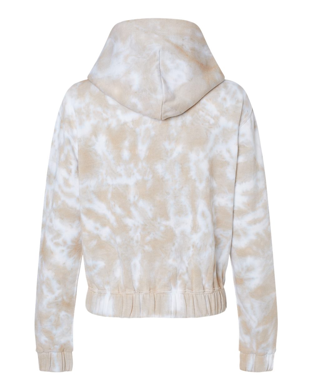 Rear View of Atmosphere Women's Sueded Fleece Tie-Dyed Crop Hooded Sweatshirt - W23718 plain