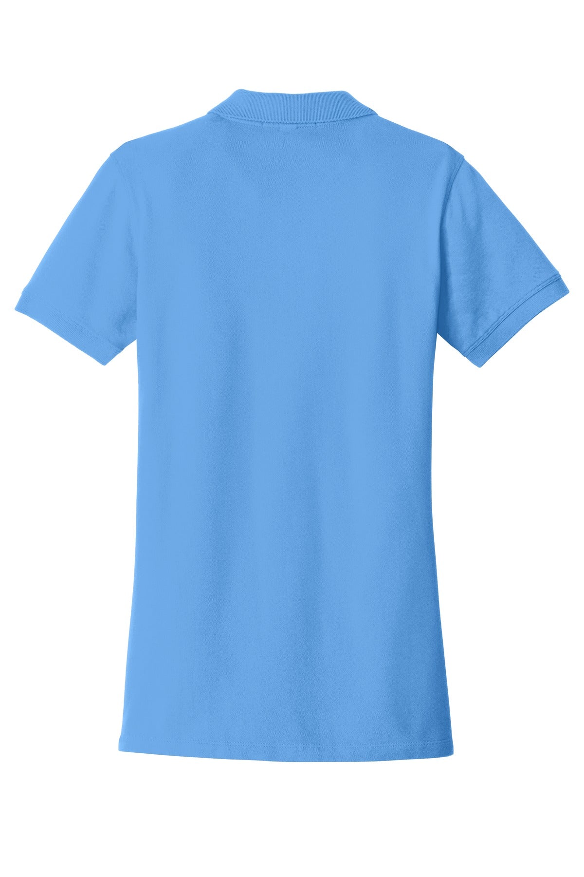 Rear View of Azure Blue Port Authority Women's EZCotton Polo. LK8000