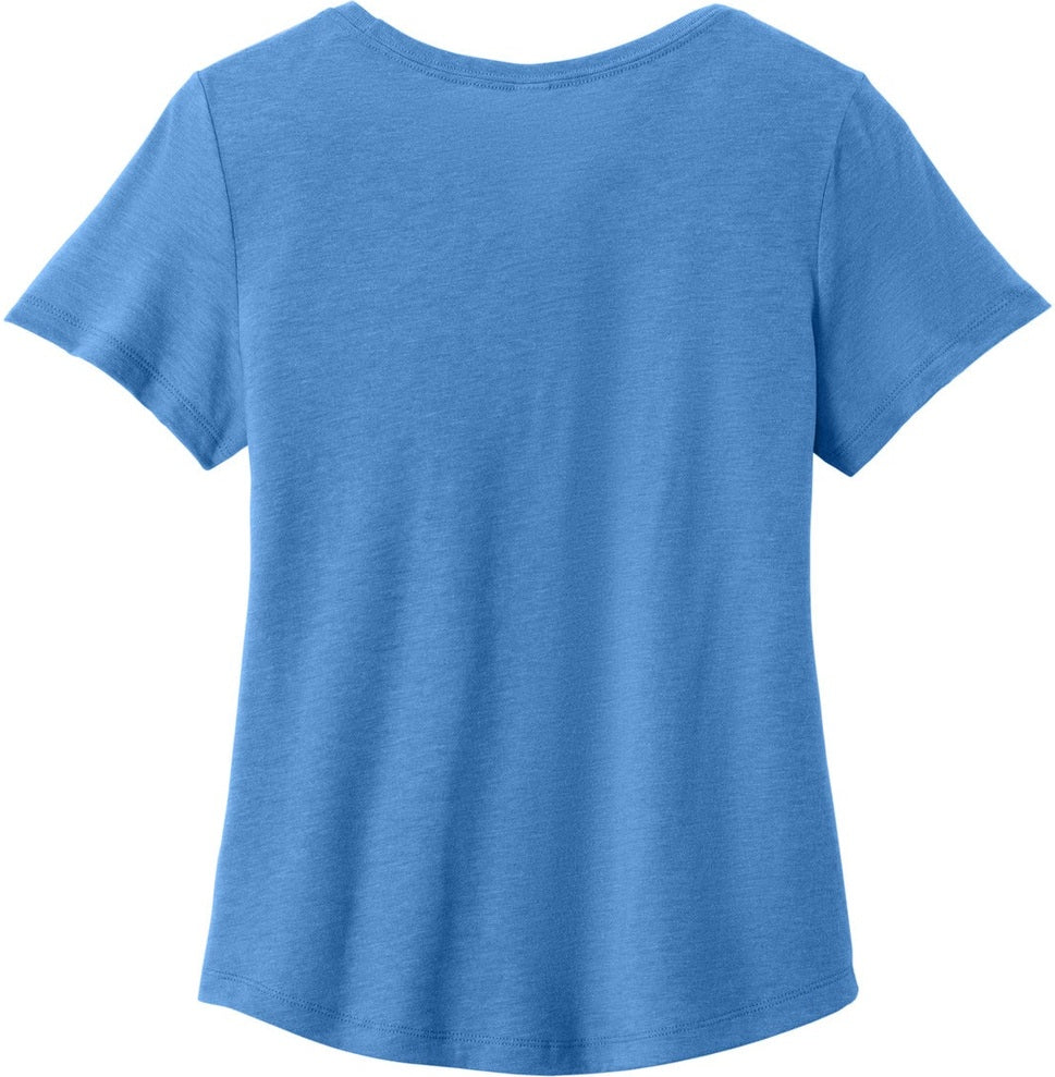 Front View of AzureBlue Allmade Women's Relaxed Tri-Blend Scoop Neck Tee AL2015