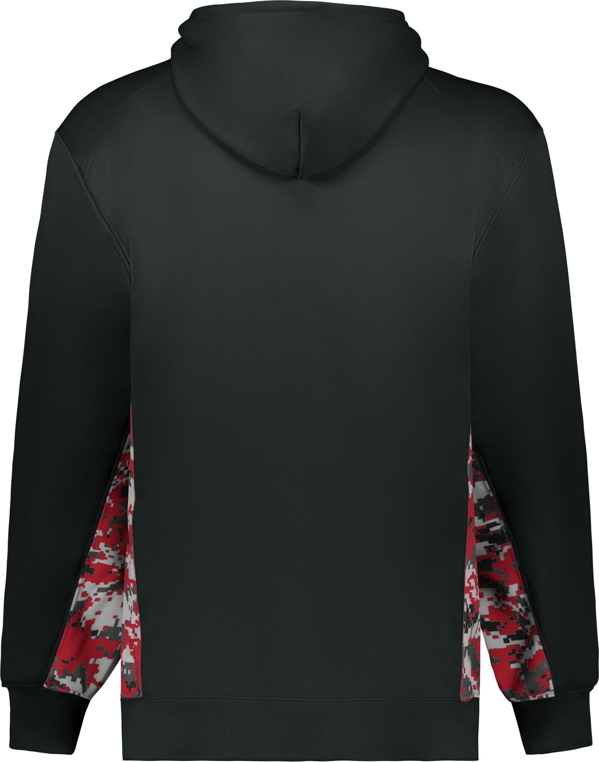 Rear View of BA BLACK/RED DIGITAL DIGITAL COLOR BLOCK HOODIE