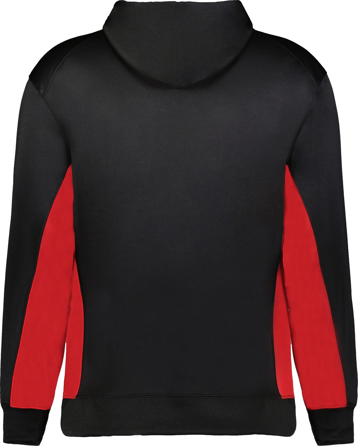 Rear View of BA BLACK/RED PERFORMANCE FLEECE HOODIE