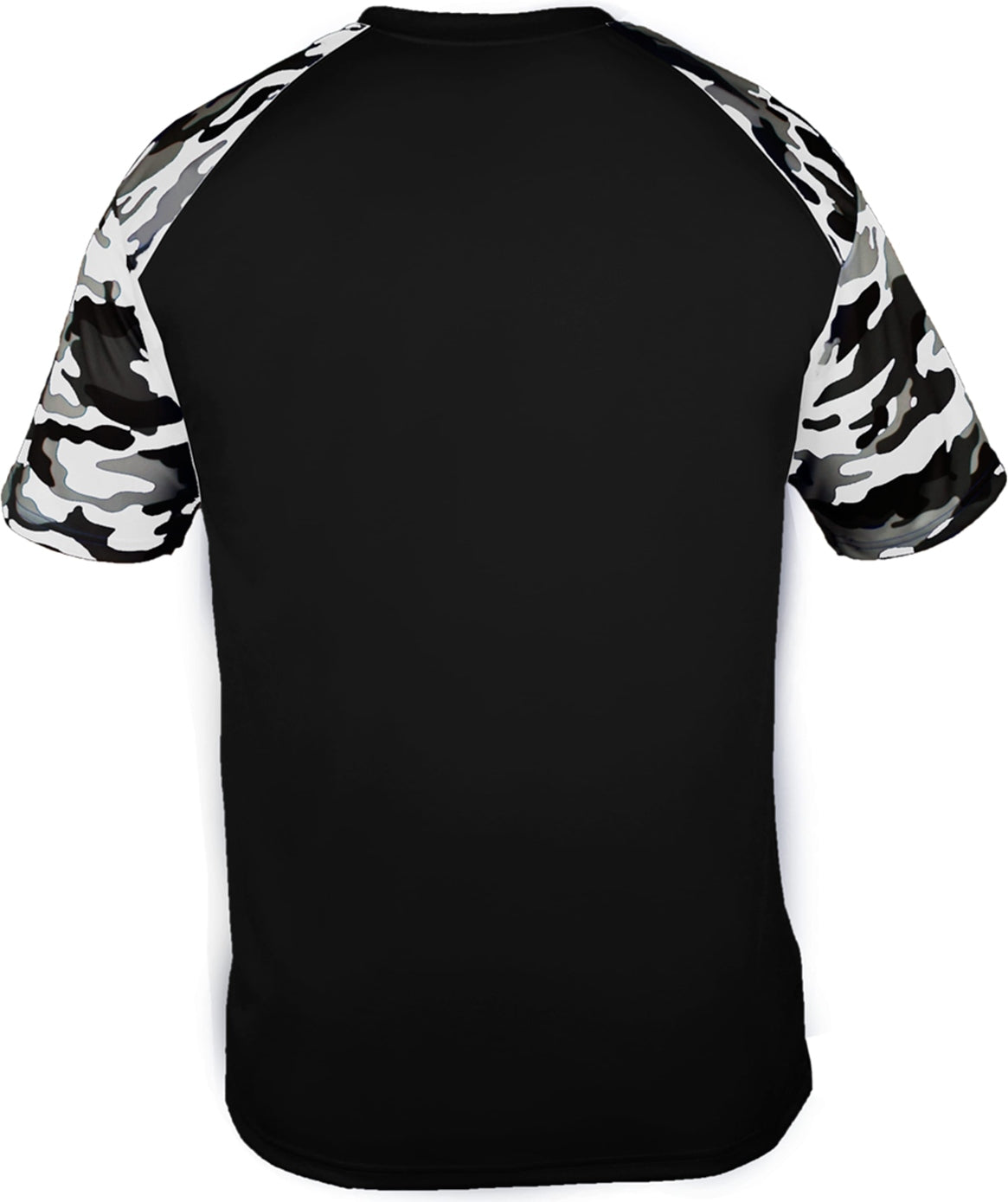 Rear View of BA BLACK/WHITE CAMO YOUTH CAMO SPORT TEE
