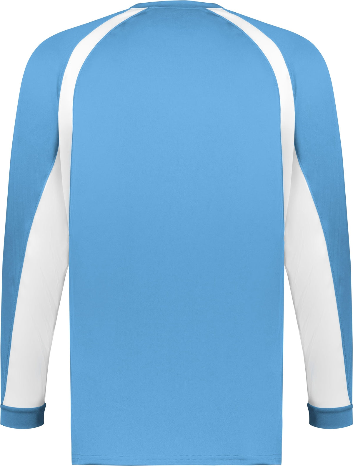 Rear View of BA COLUMBIA BLUE/WHITE YOUTH HOOK L/S TEE