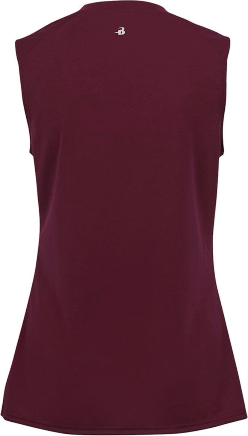 Rear View of BA MAROON LADIES B-CORE SLEEVELESS TANK
