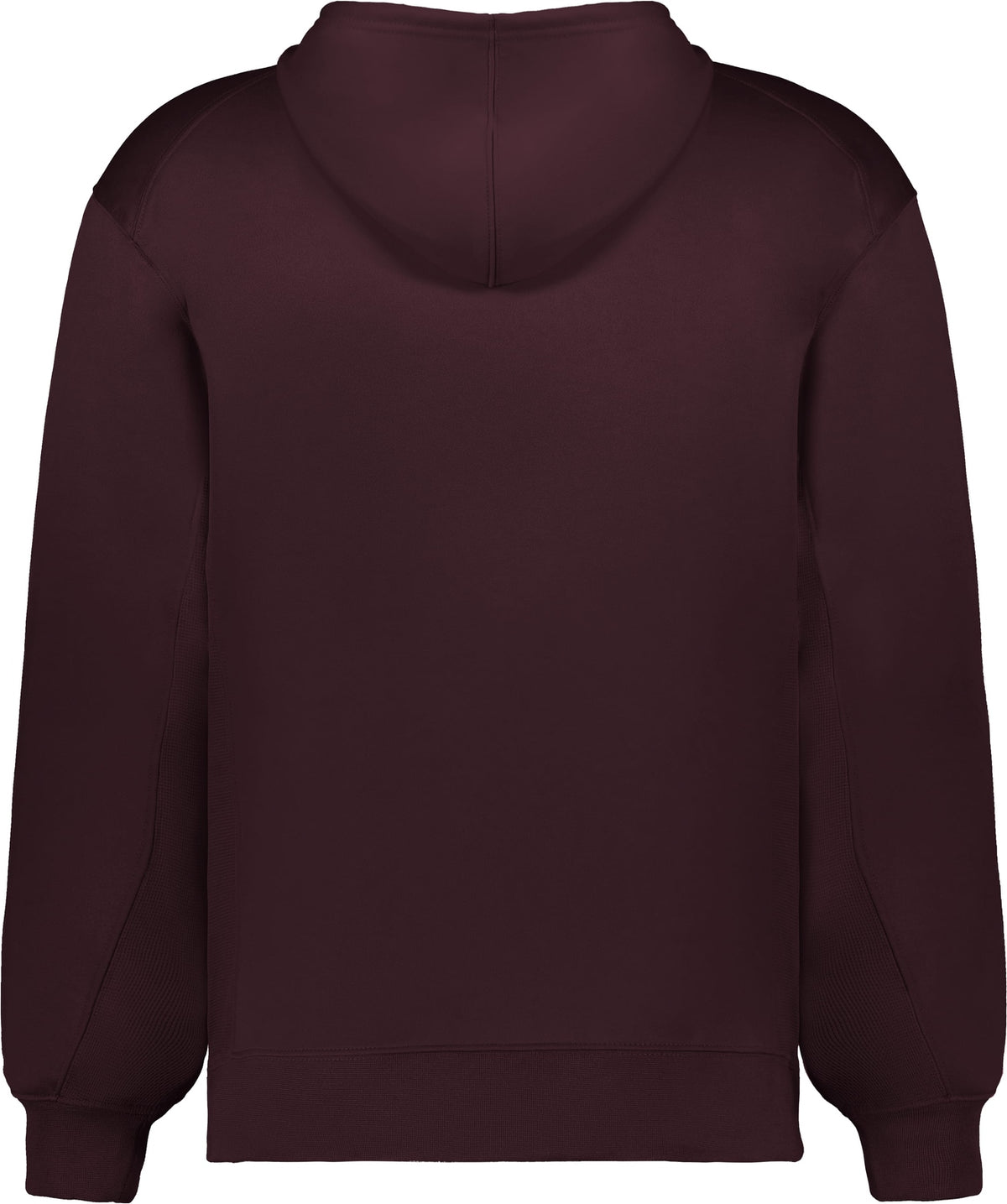Rear View of BA MAROON PERFORMANCE FLEECE HOODIE