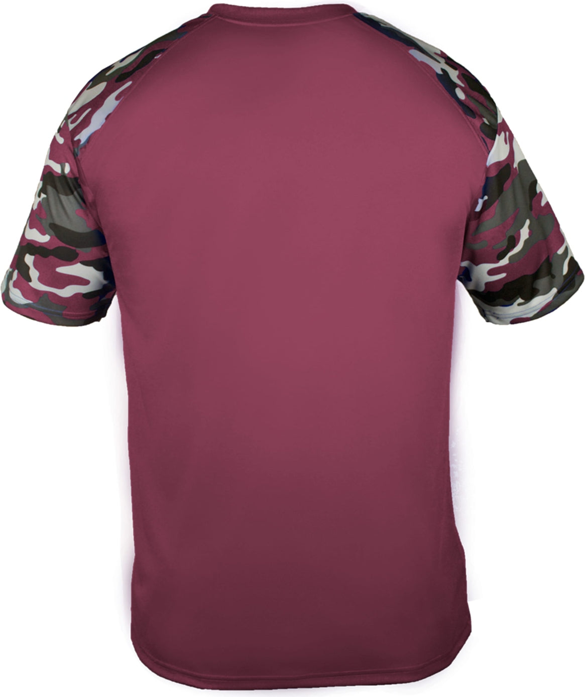 Rear View of BA MAROON/MAROON CAMO YOUTH CAMO SPORT TEE