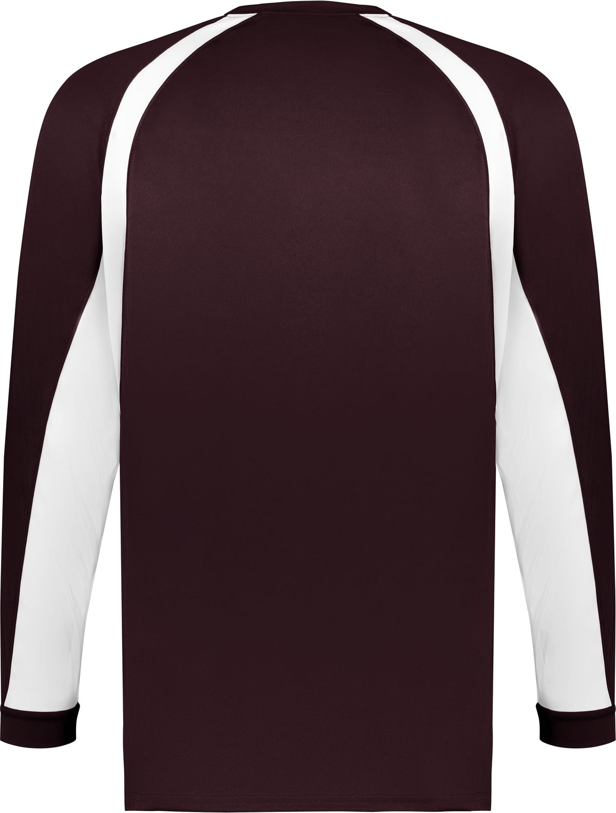 Rear View of BA MAROON/WHITE HOOK L/S TEE