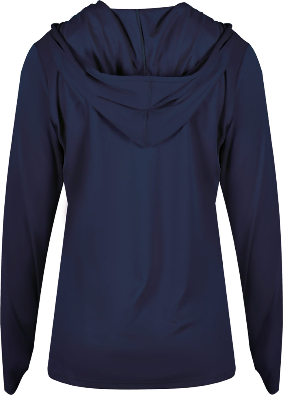 Rear View of BA NAVY LADIES B-CORE L/S HOOD TEE
