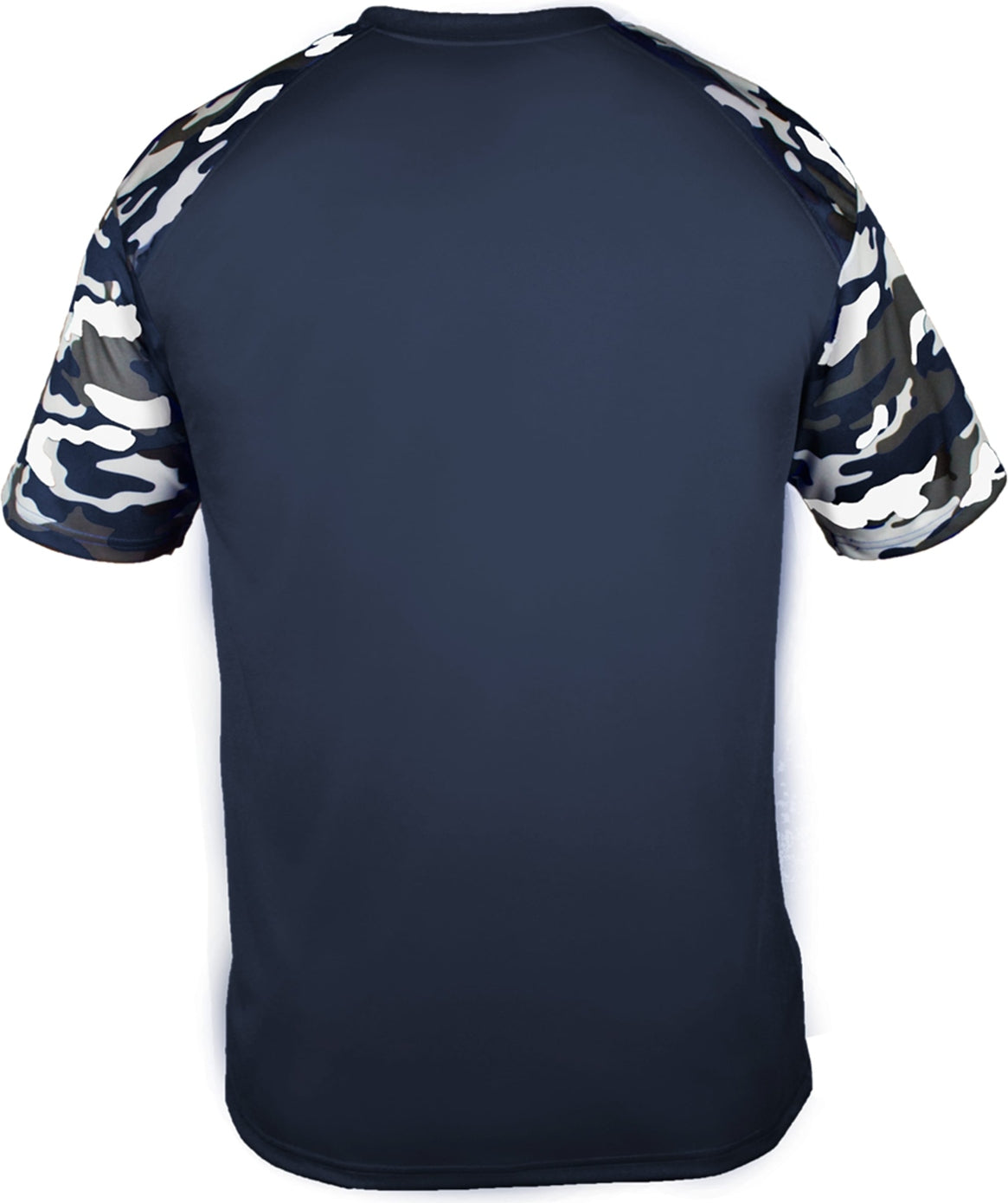 Rear View of BA NAVY/NAVY CAMO YOUTH CAMO SPORT TEE