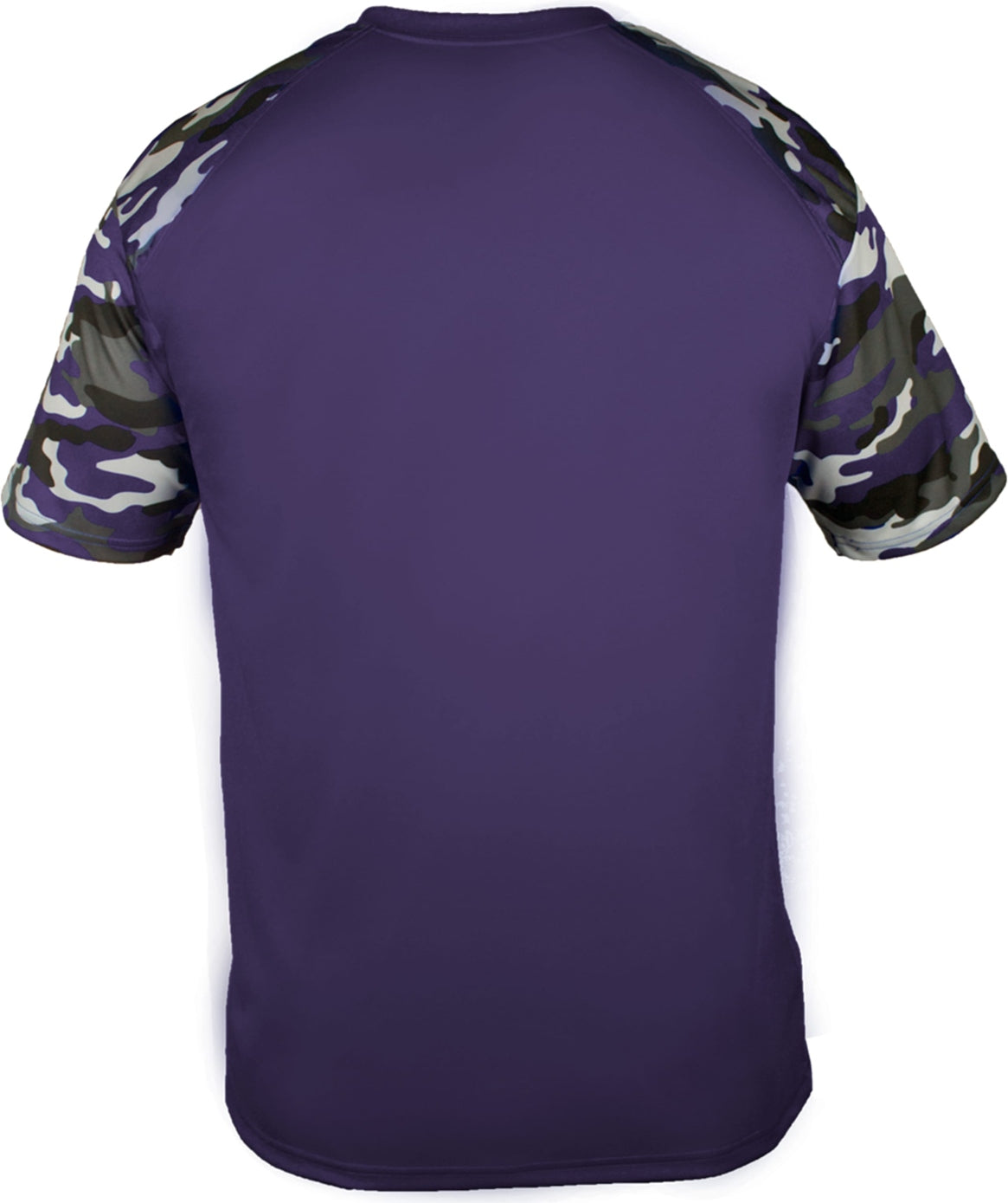 Rear View of BA PURPLE/PURPLE CAMO YOUTH CAMO SPORT TEE