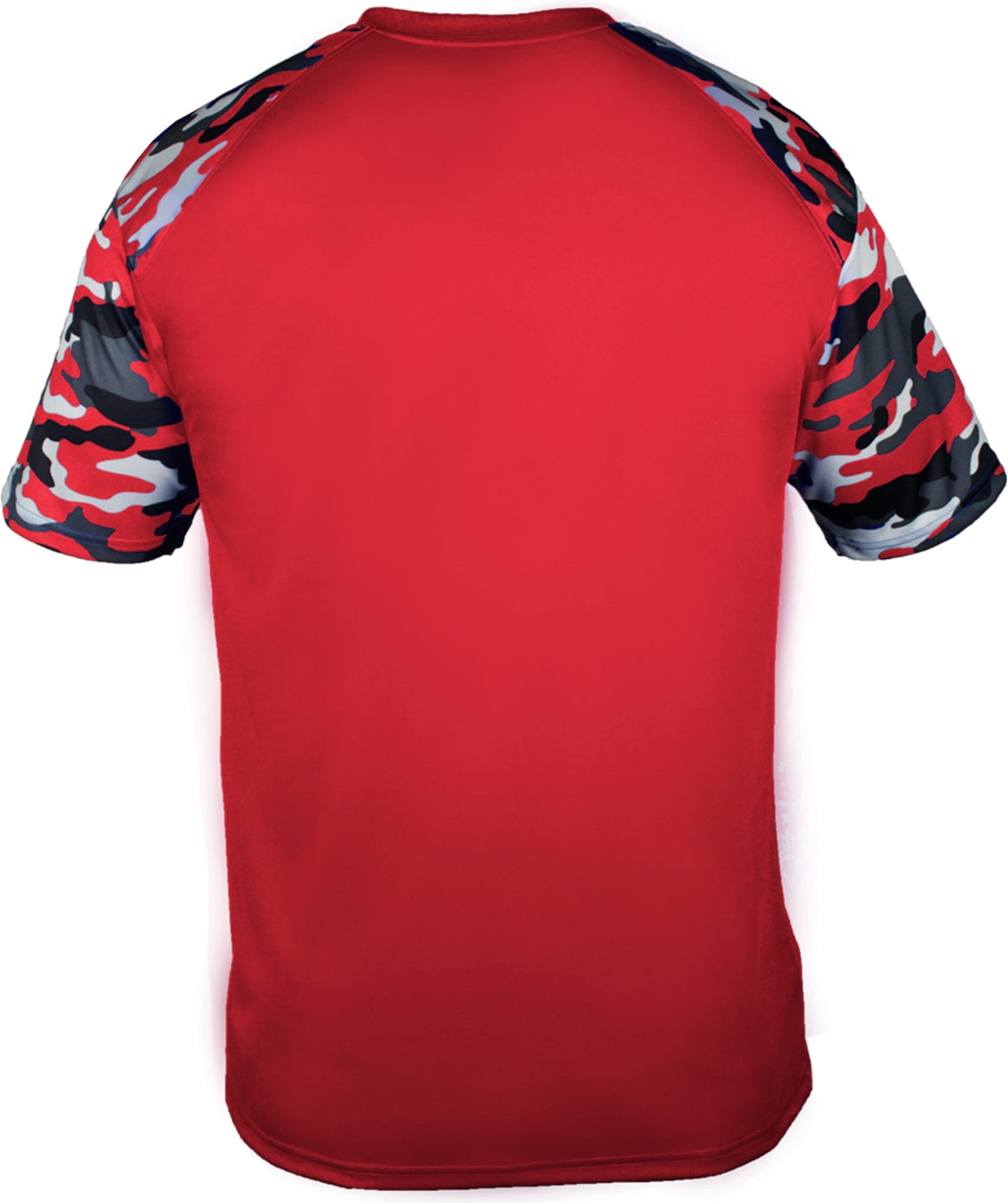 Rear View of BA RED/RED CAMO YOUTH CAMO SPORT TEE