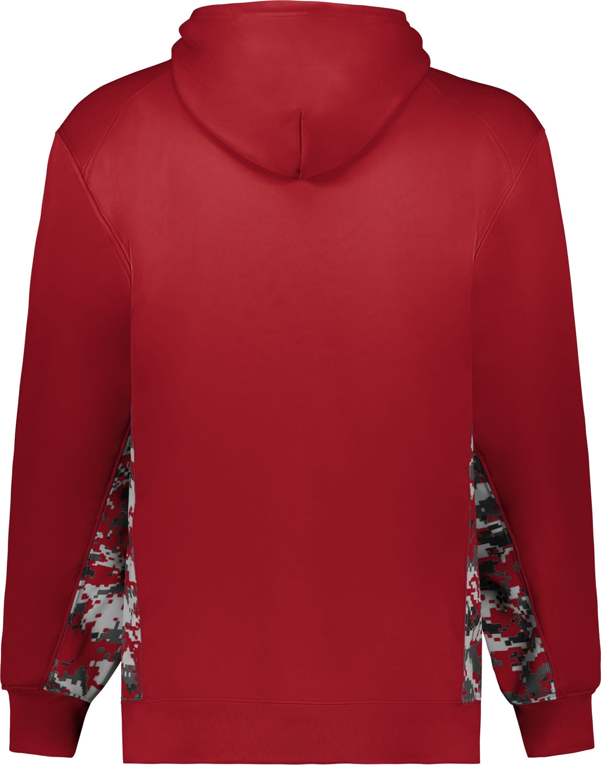 Rear View of BA RED/RED DIGITAL DIGITAL COLOR BLOCK HOODIE