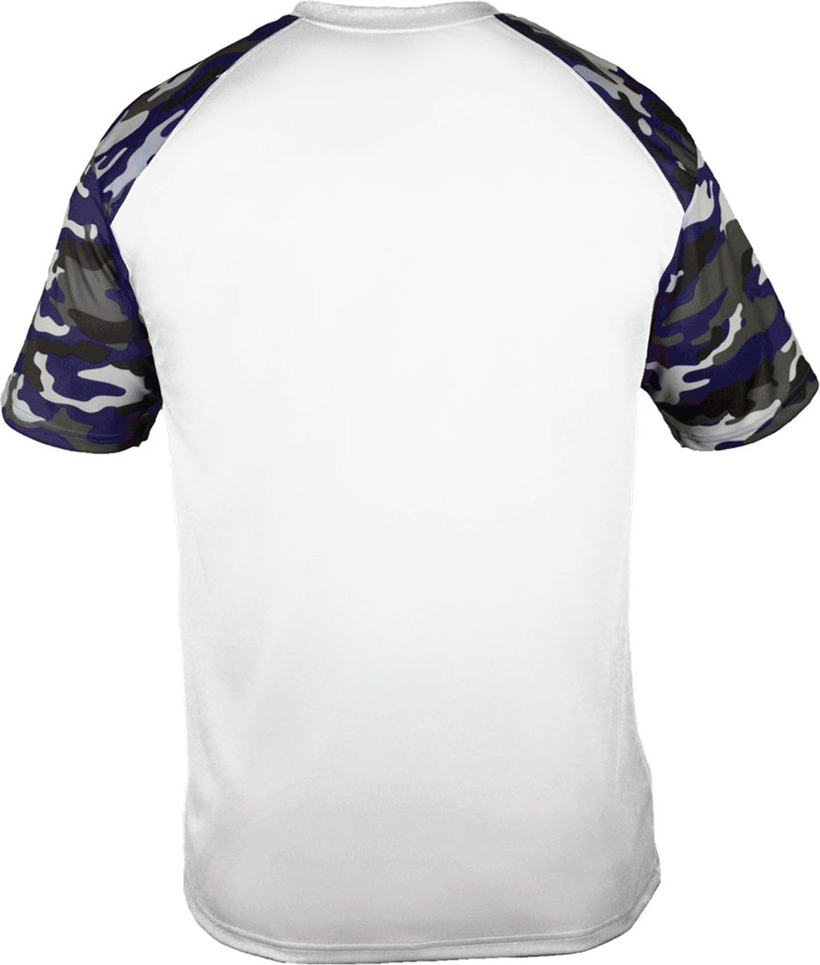 Rear View of BA WHITE/NAVY CAMO YOUTH CAMO SPORT TEE