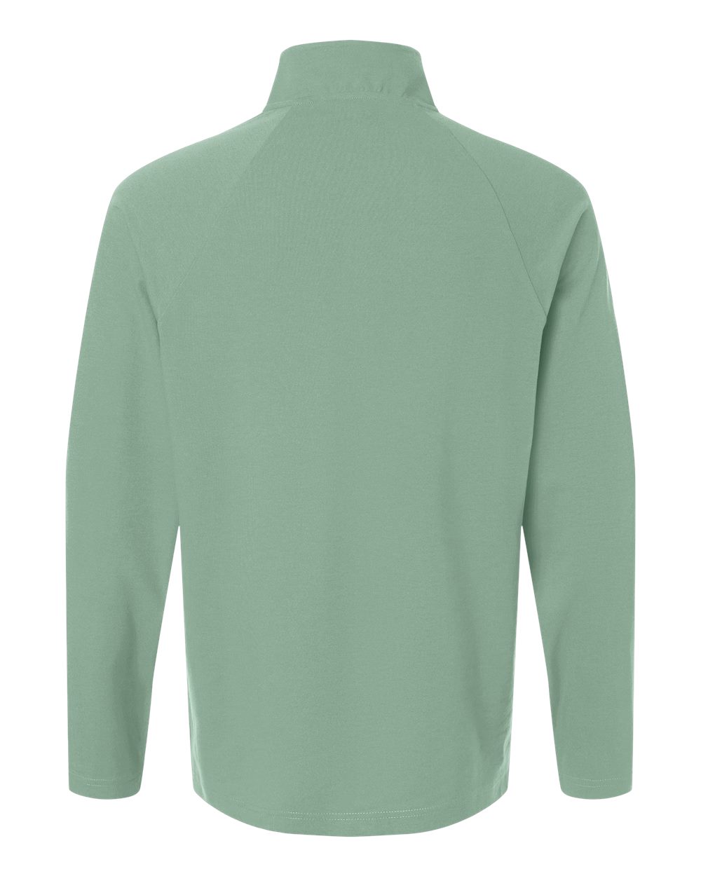 Rear View of Balsam Green Men's Seaton Pebble Textured Quarter-Zip Pullover - DG402 plain