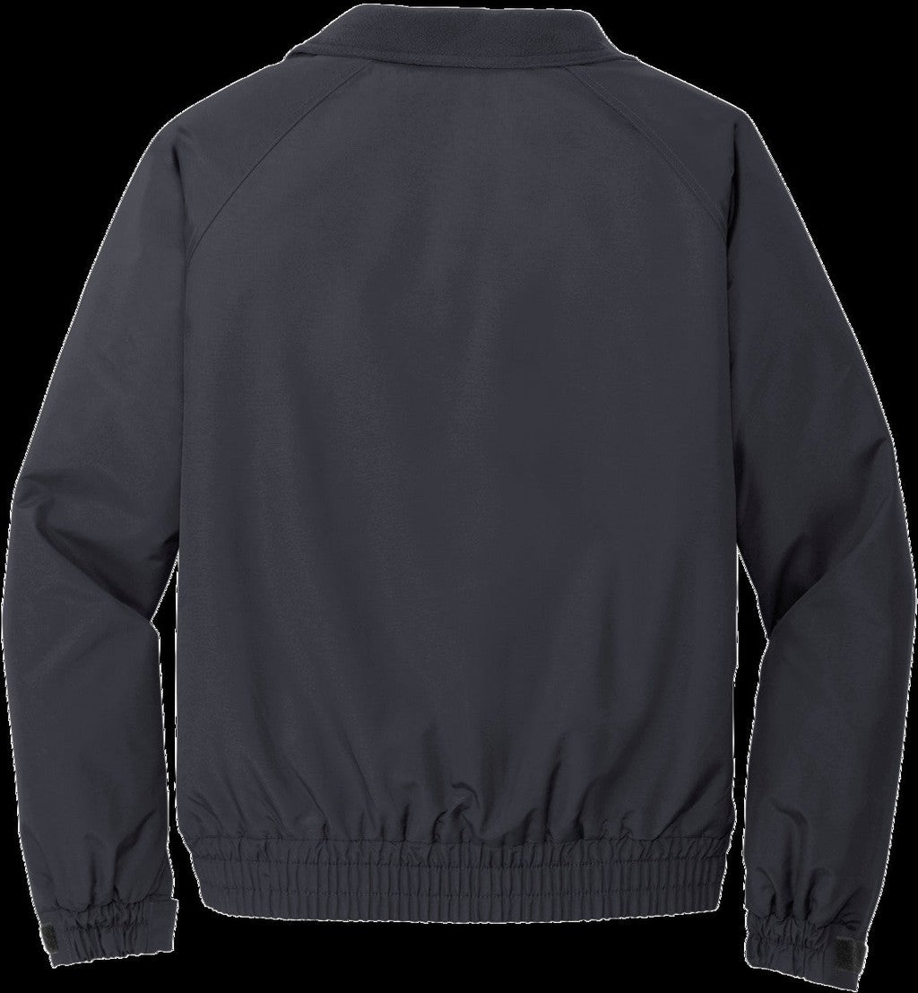 Front View of Batlshp Grey Port Authority Lightweight Charger Jacket. J329