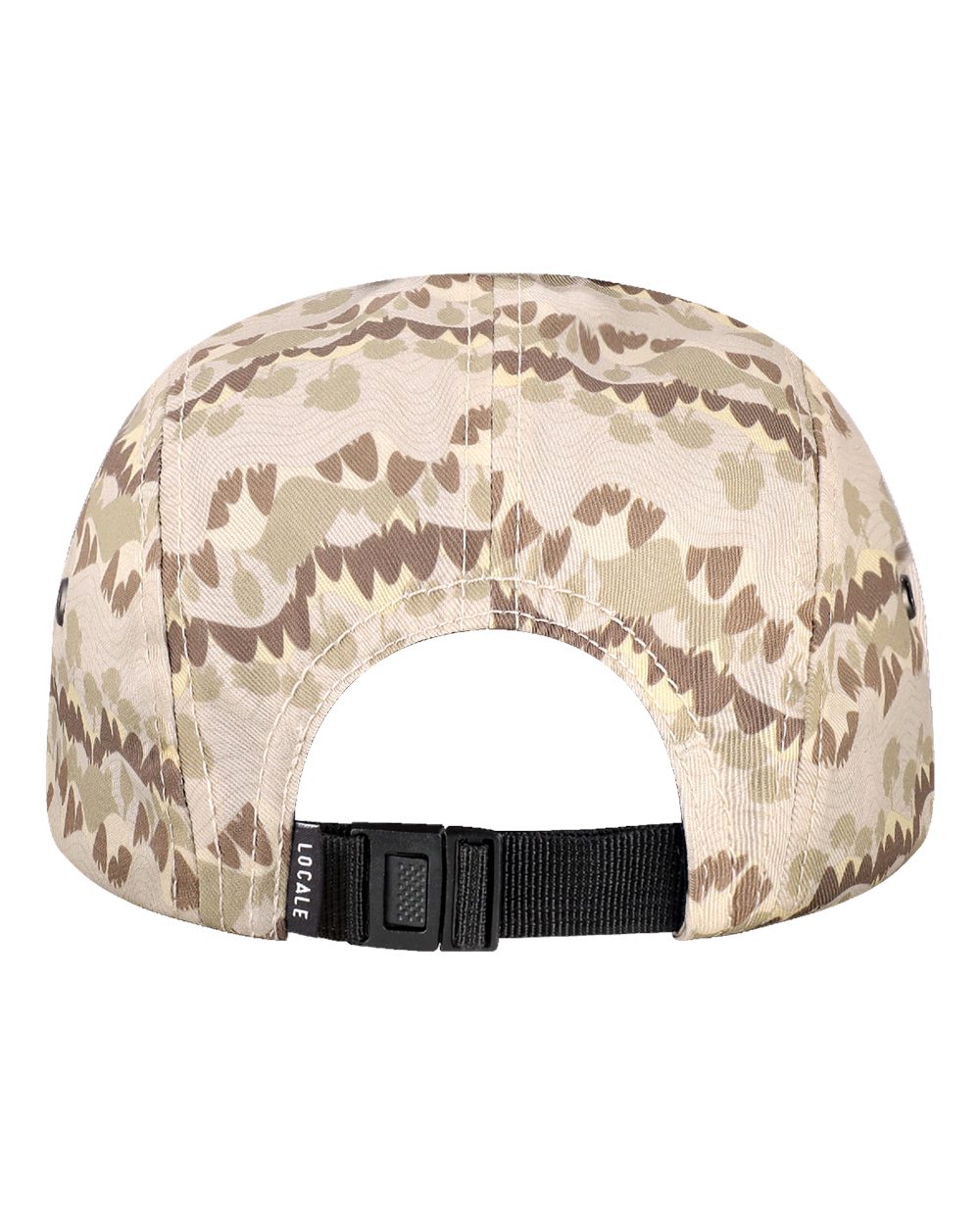 Rear View of Beige Wavy Trees Five-Panel Camper Hat - CAMPER