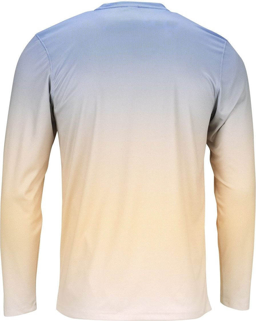 Rear View of Bimini Blue/ Peach Barbados Performance Pin Dot Long Sleeve T-Shirt - 225