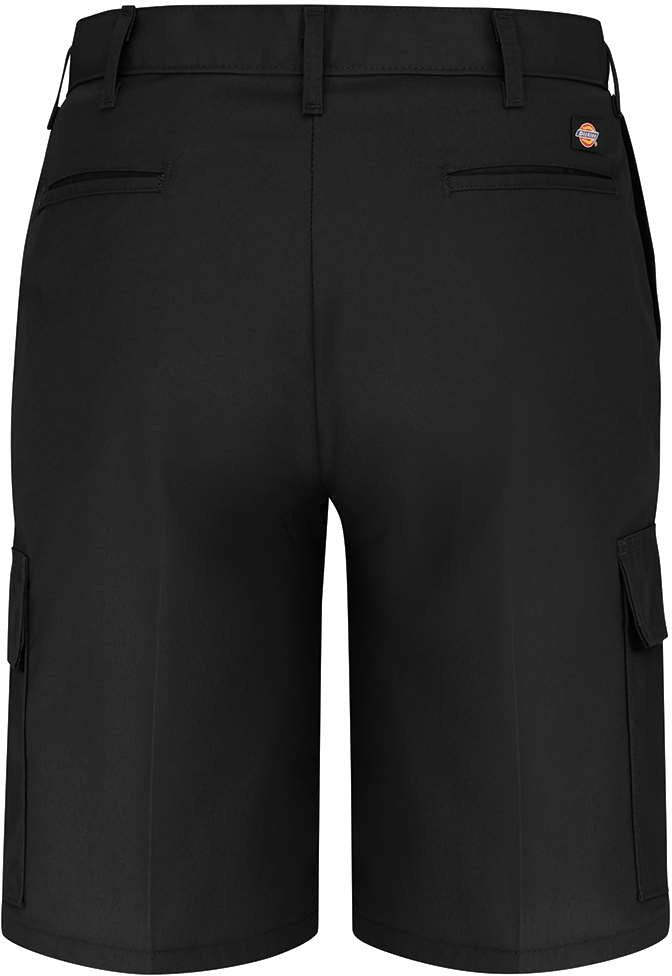 Front View of Black 11" Industrial Cargo Shorts - LR00