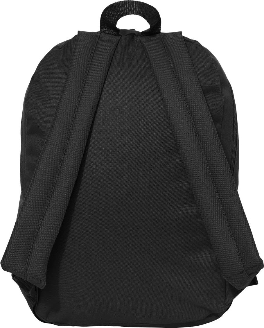 Front View of Black 16" Basic Backpack - 7709