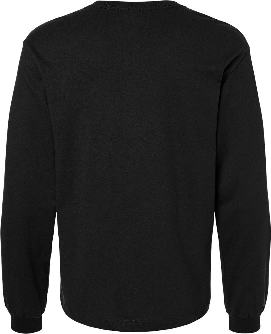 Front View of Black 6 oz. Heavyweight Long Sleeve Tee - 3511