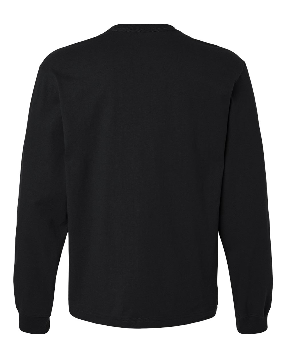Rear View of Black 7.5 oz Heavyweight Long Sleeve Tee - 4651