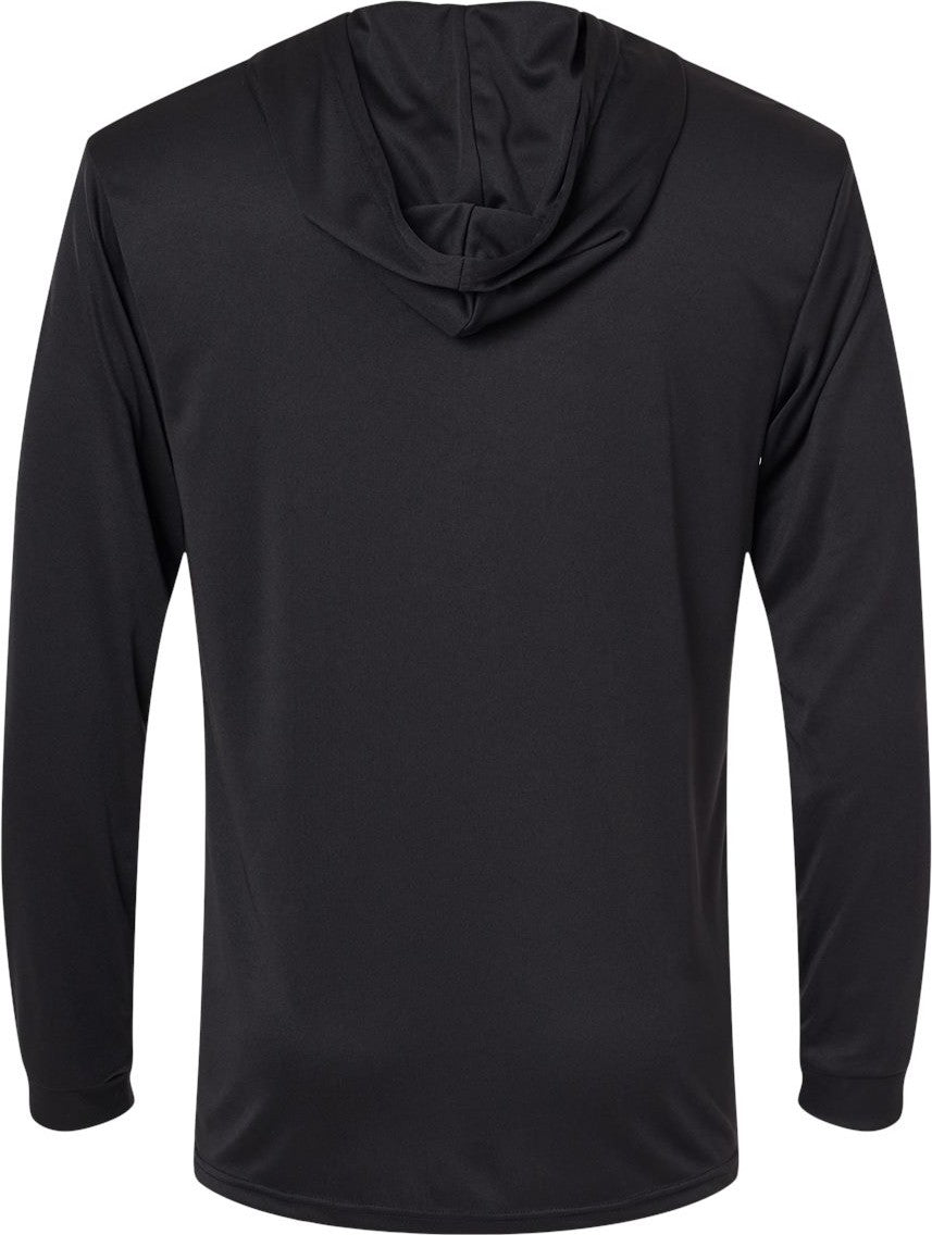Rear View of Black Bahama Performance Hooded Long Sleeve T-Shirt - 220