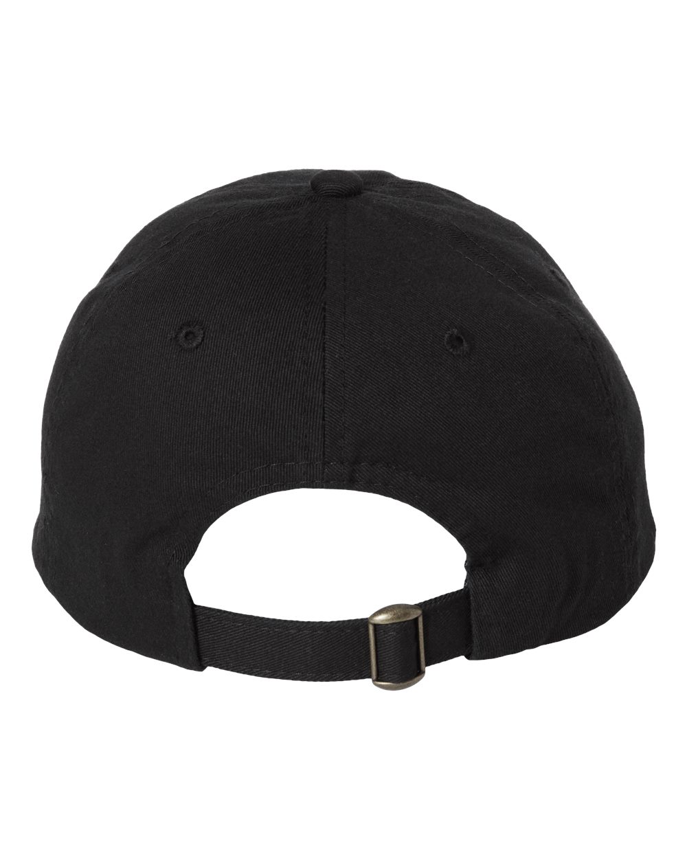 Rear View of Black Bio-Washed Classic Dad Hat - VC300A